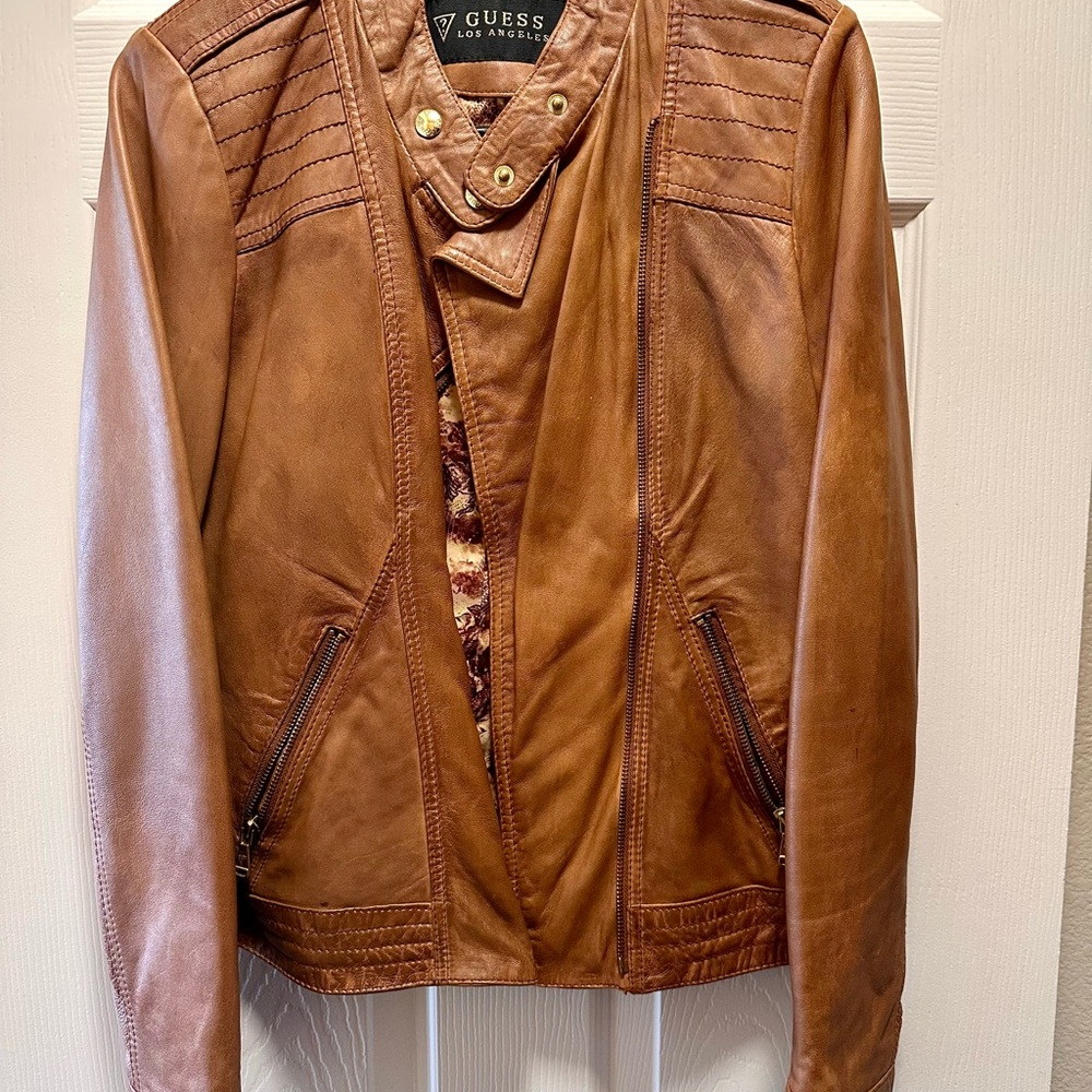 Guess Brown Leather Jacket